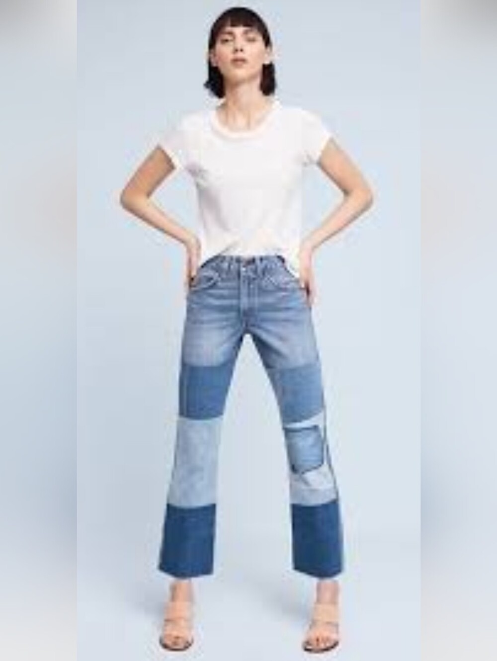 Anthropologie Levi's Denim Patchwork Reworked 517's Cropped High Waist 25/26/27